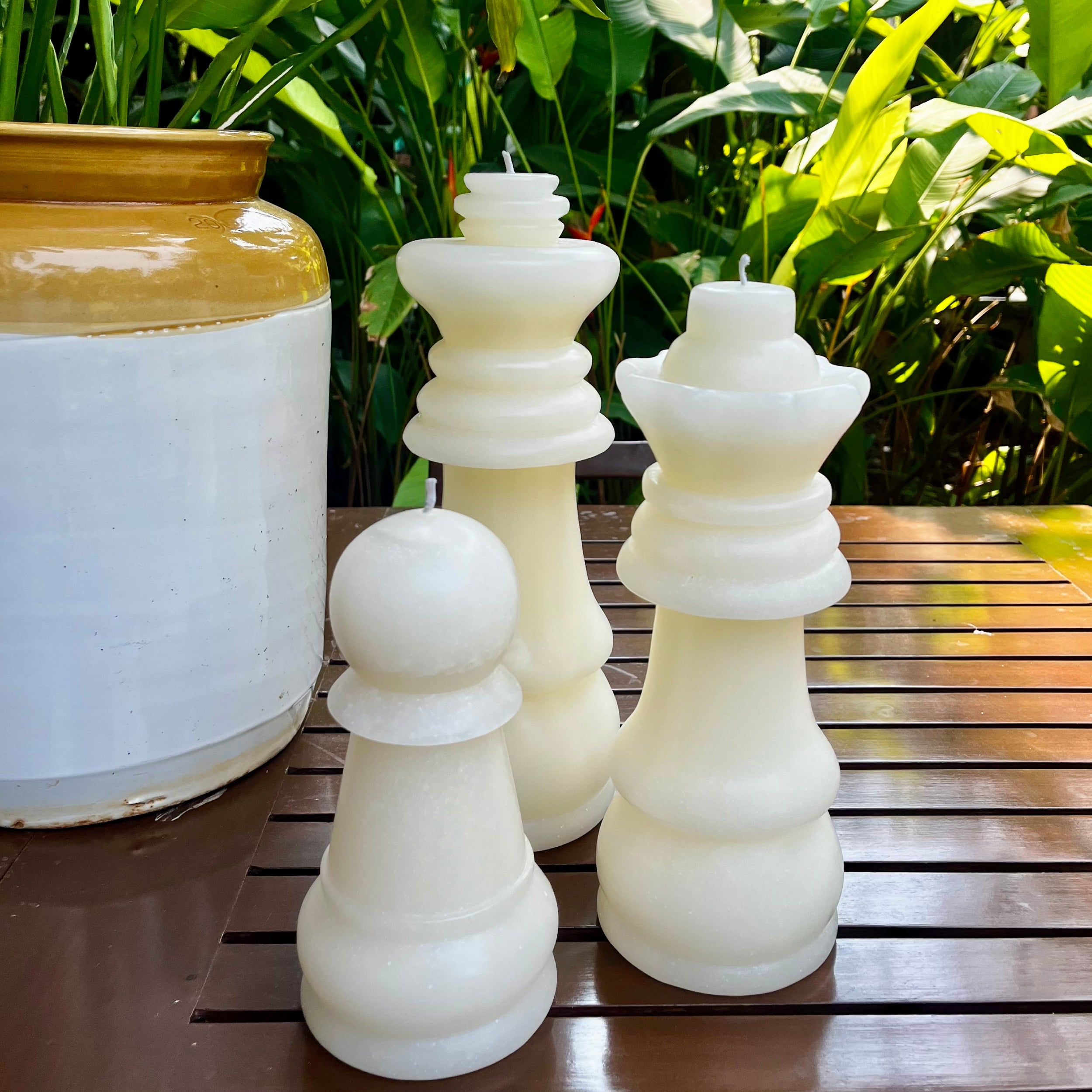 Sculpted Cream Chess Candles